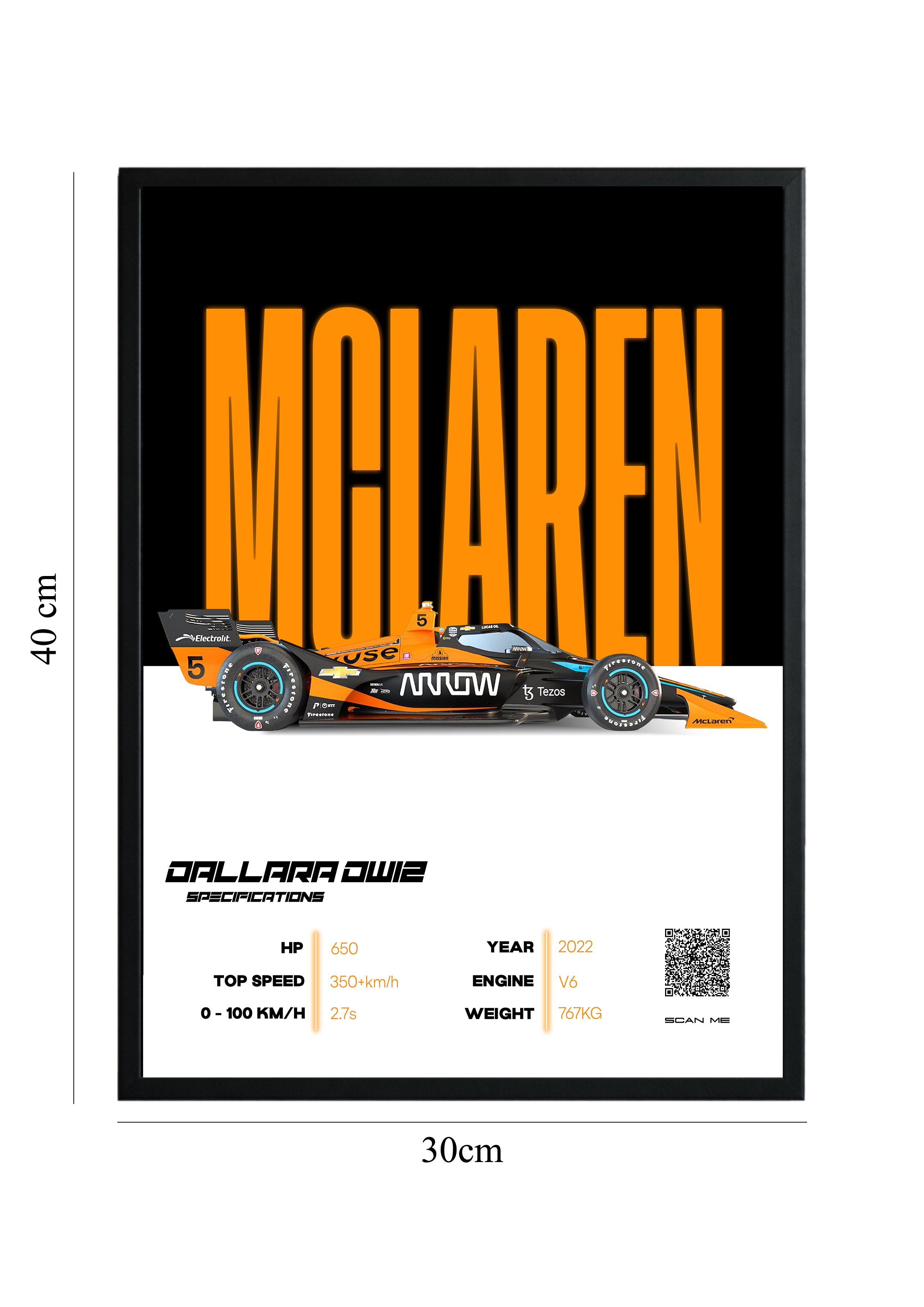 Tablou Formula 1 – Papaya Speed Edition (Cod QR)